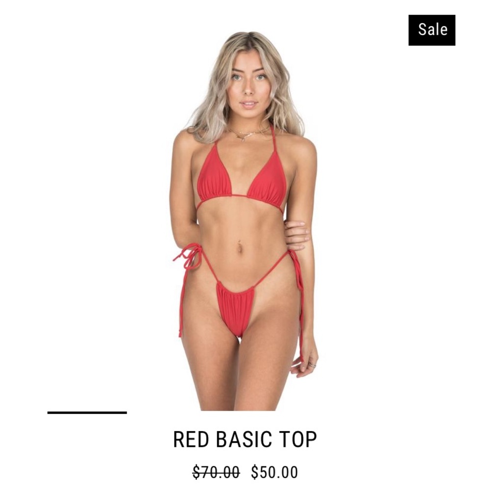 byCassandre Red Basic Swim Top